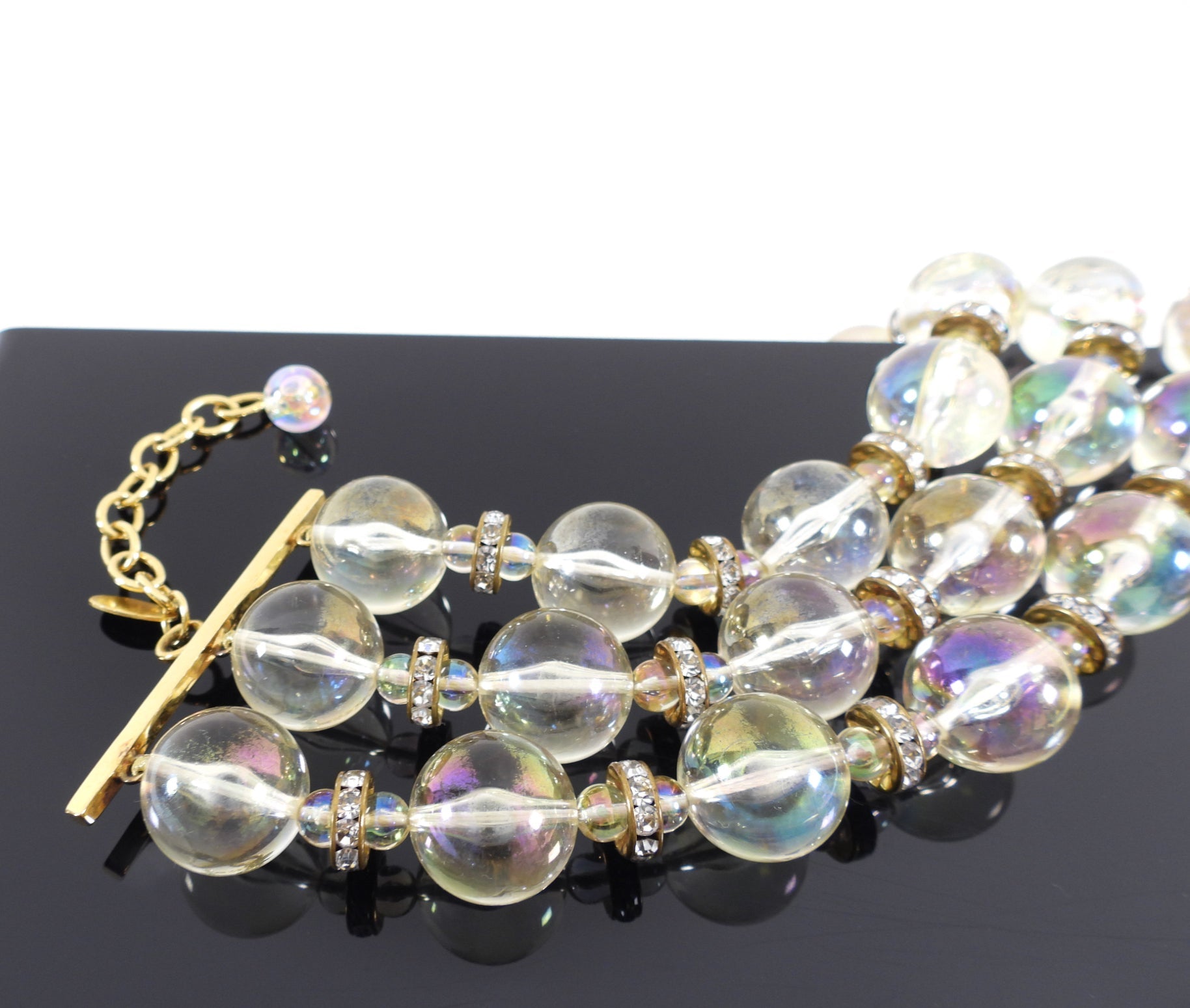 Chanel Vintage Early 1990's Triple Strand Acrylic Bead Necklace