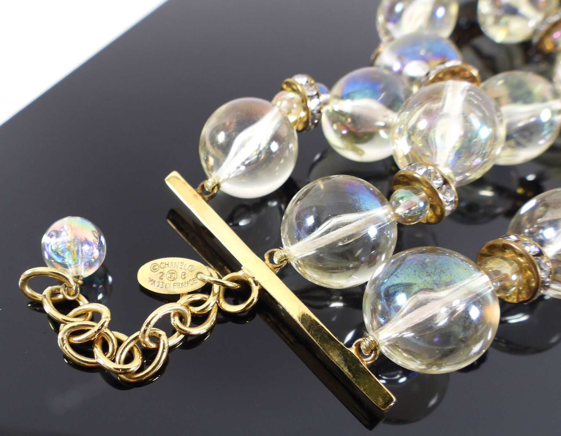 Chanel Vintage Early 1990's Triple Strand Acrylic Bead Necklace