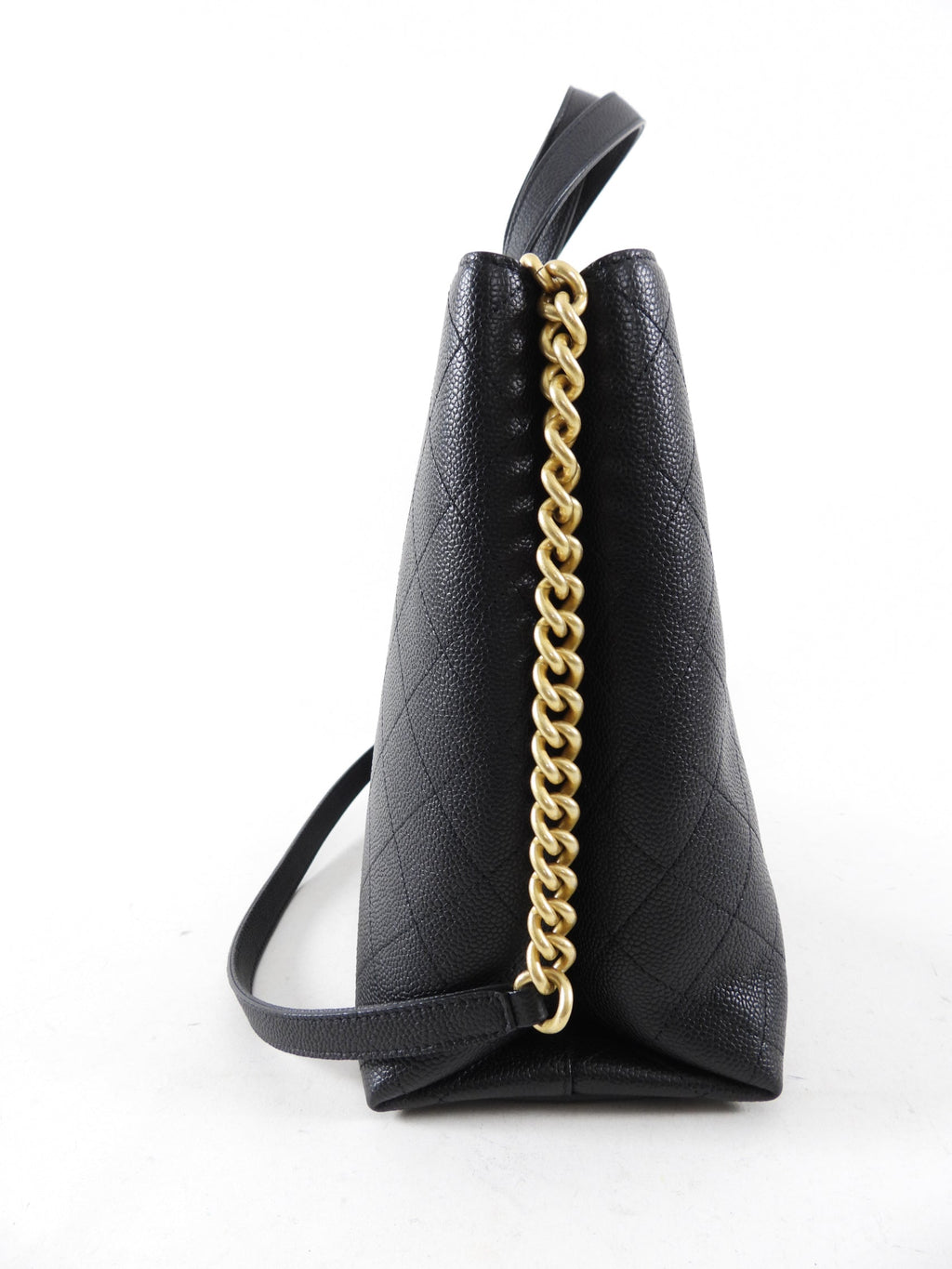 Chanel Black Stitched Caviar Leather Chic Affinity Tote Bag