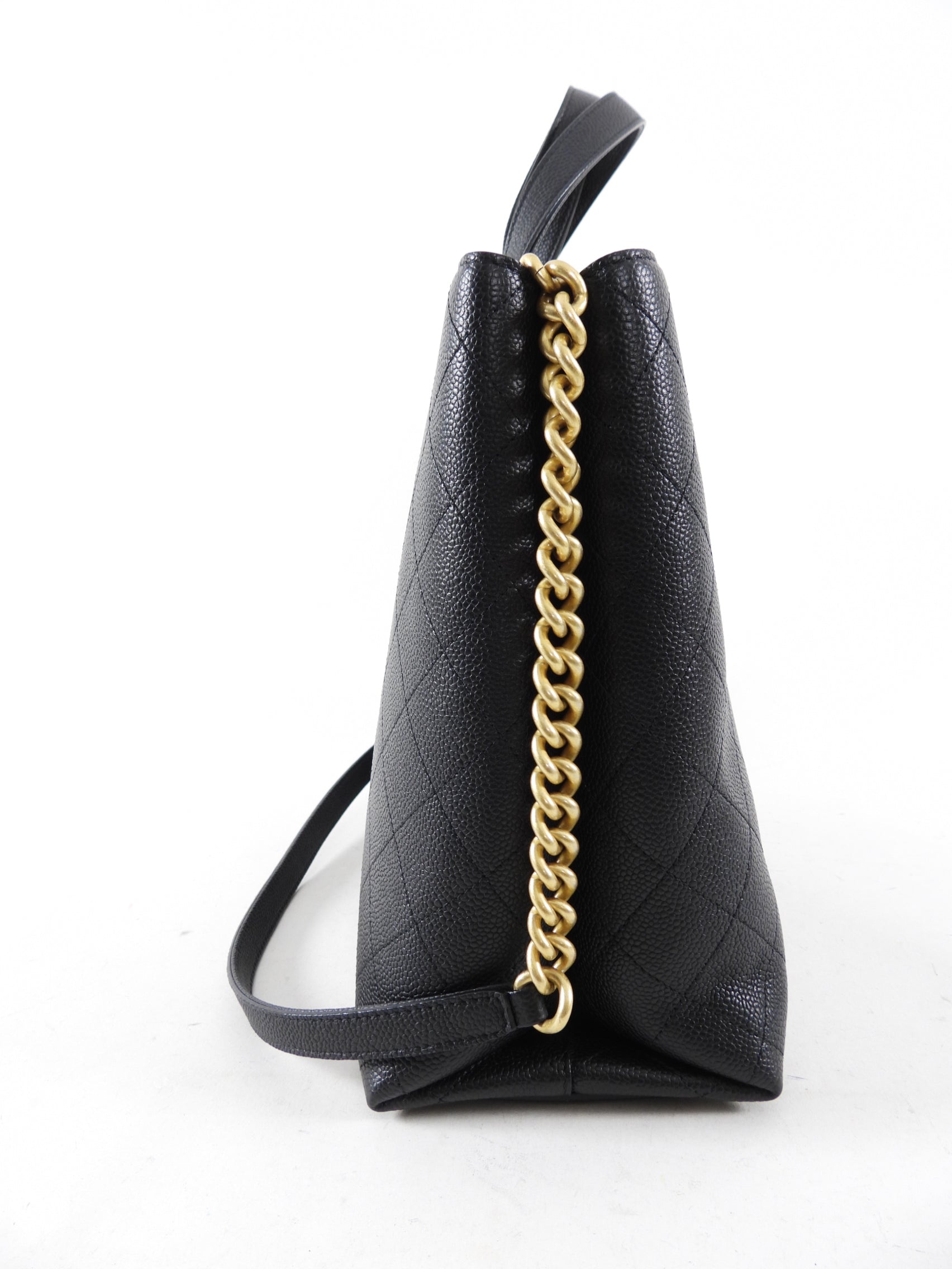 Chanel Black Stitched Caviar Leather Chic Affinity Tote Bag