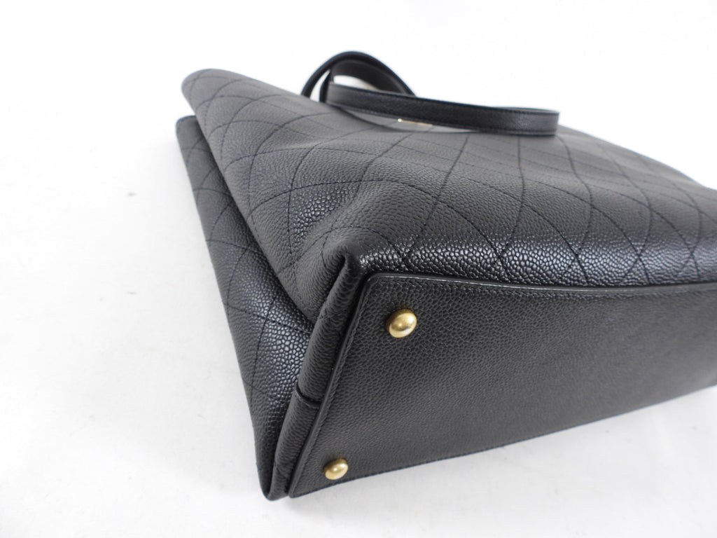 Chanel Black Stitched Caviar Leather Chic Affinity Tote Bag