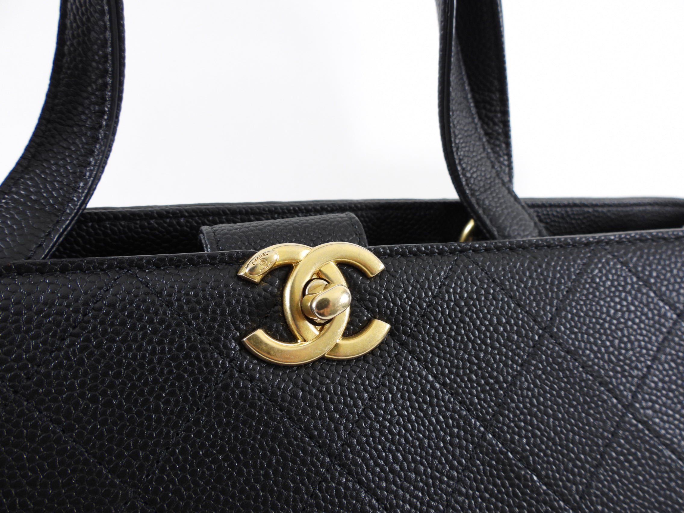 Chanel Black Stitched Caviar Leather Chic Affinity Tote Bag