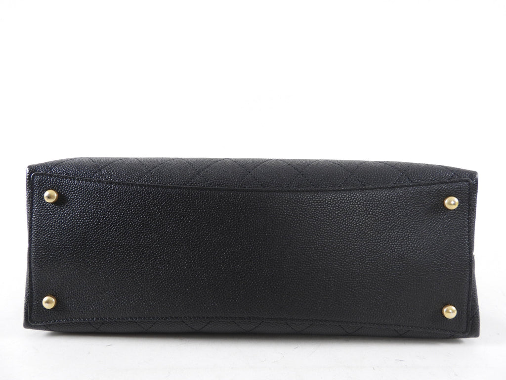 Chanel Black Stitched Caviar Leather Chic Affinity Tote Bag