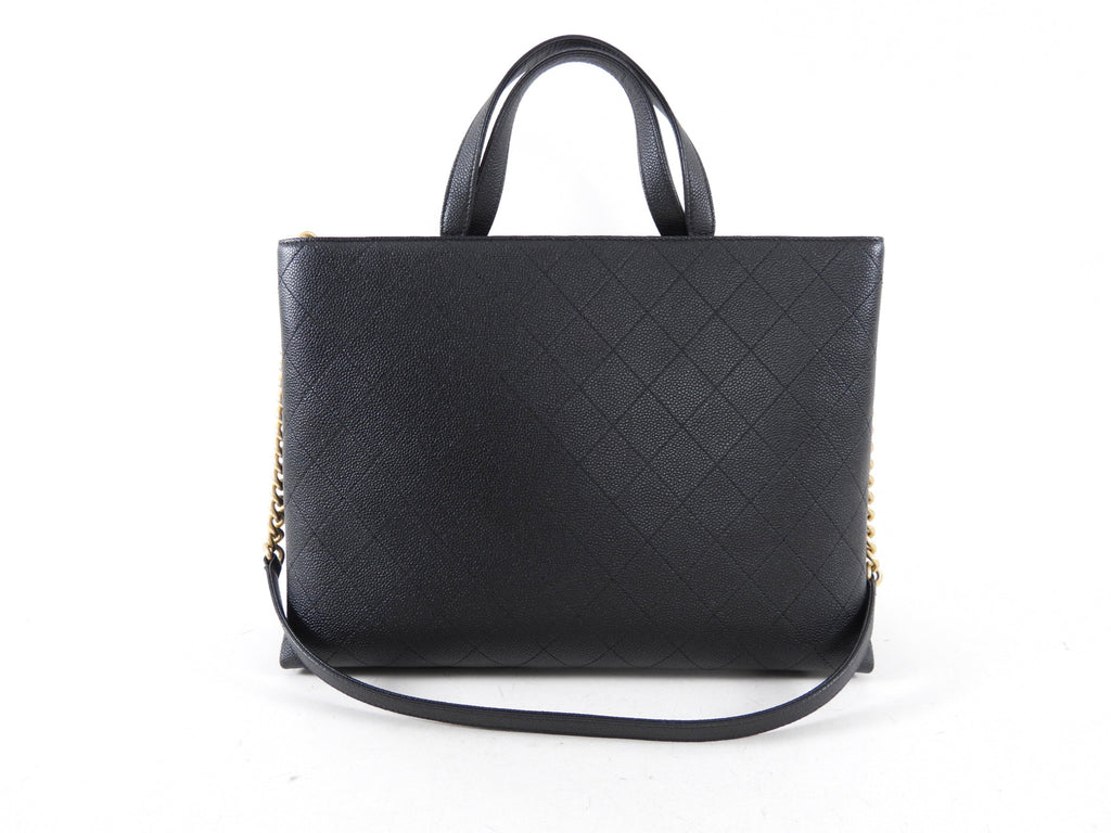 Chanel Black Stitched Caviar Leather Chic Affinity Tote Bag