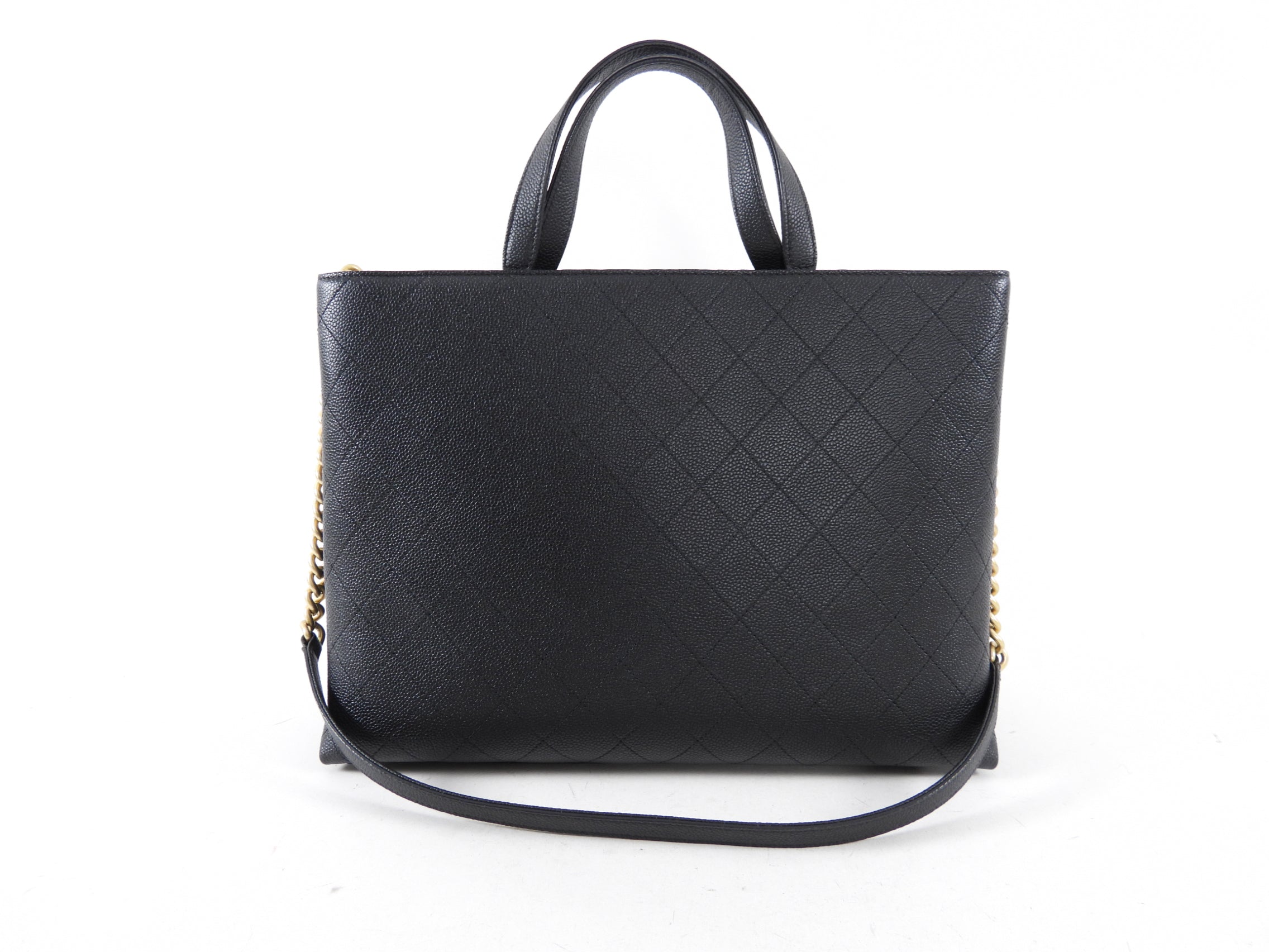Chanel Black Stitched Caviar Leather Chic Affinity Tote Bag