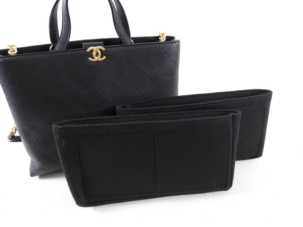 Chanel Black Stitched Caviar Leather Chic Affinity Tote Bag