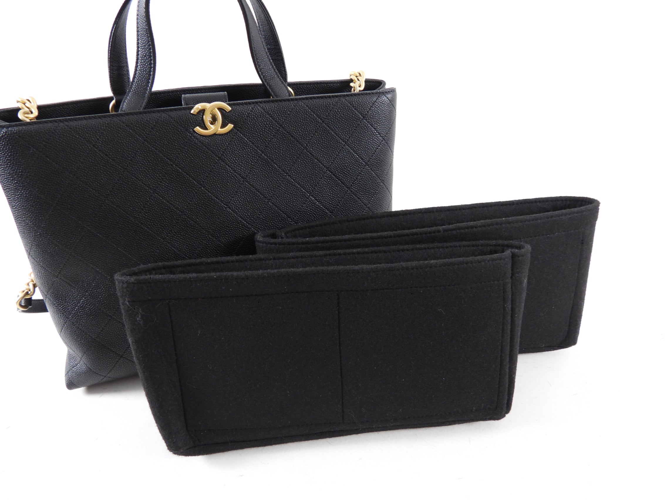 Chanel Black Stitched Caviar Leather Chic Affinity Tote Bag