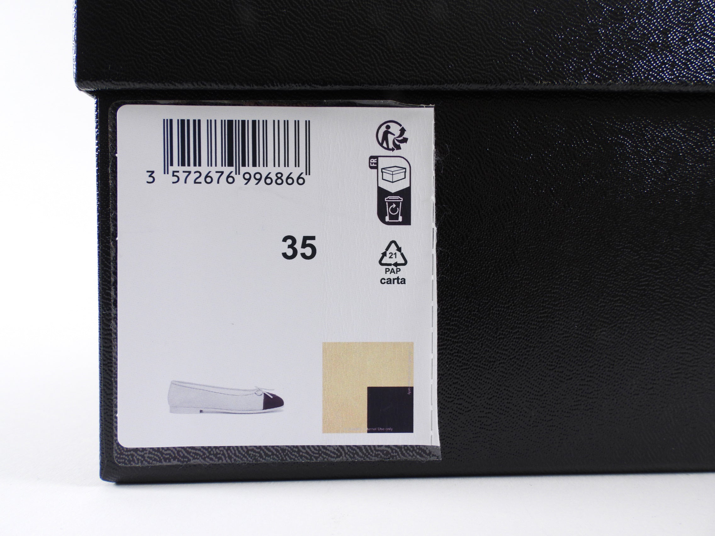 Chanel Beige and Black CC Cap Toe Suede Ballet Flats - 35C