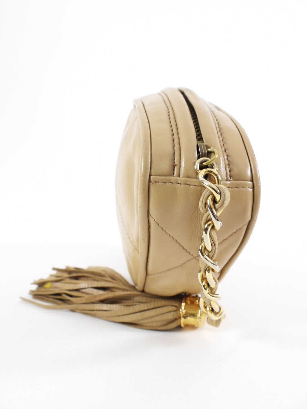 Chanel Vintage 1989-1991 Beige CC Diamond Tassel Clutch Bag