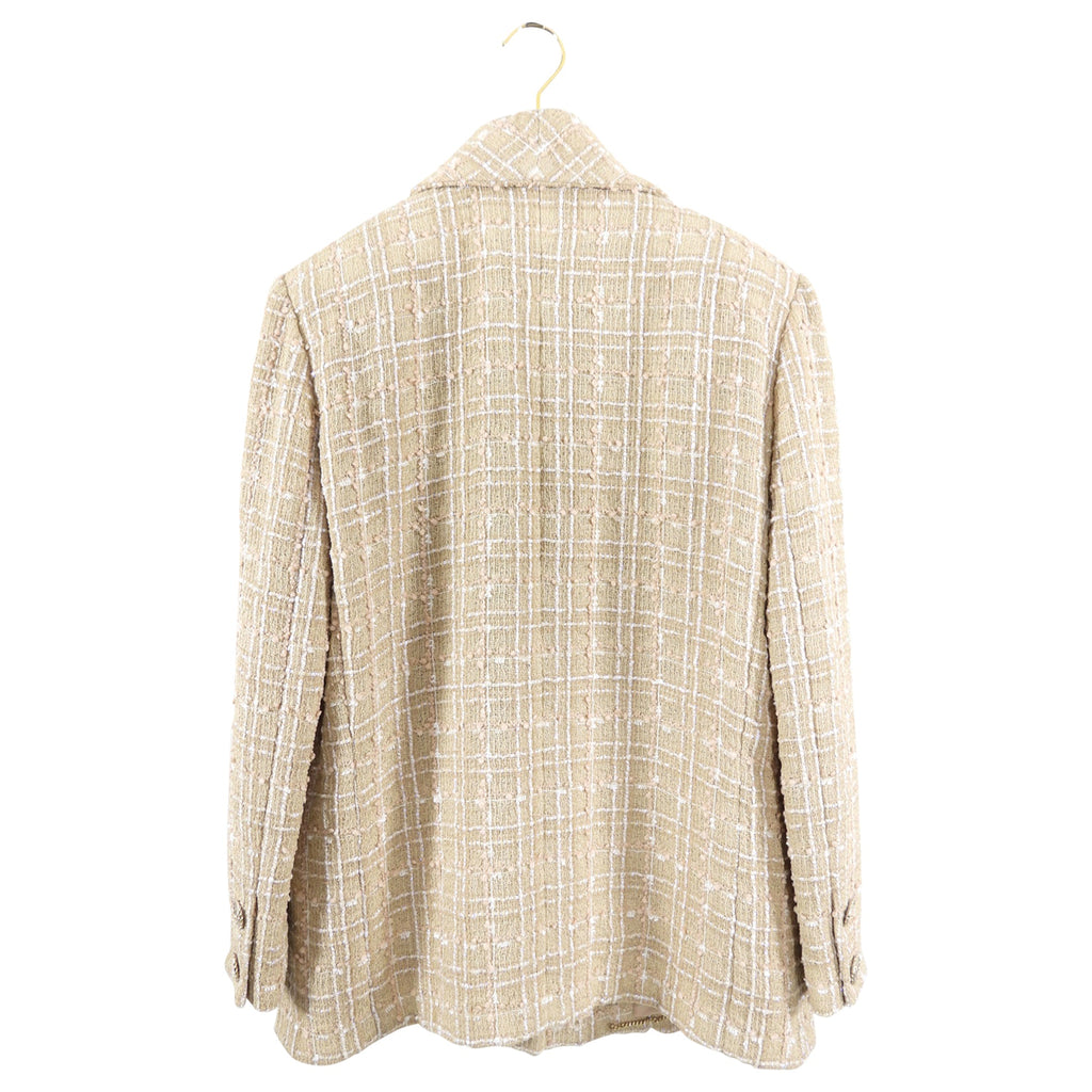 Chanel Spring 2019 Beige and Ecru Iridescent Tweed Blazer Jacket - FR42 / 10