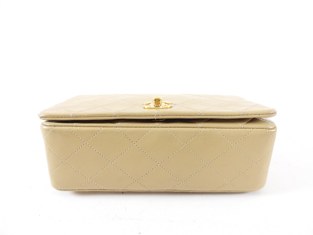 Chanel Vintage 1989-91 Beige Mini Quilted Classic Full Flap GHW