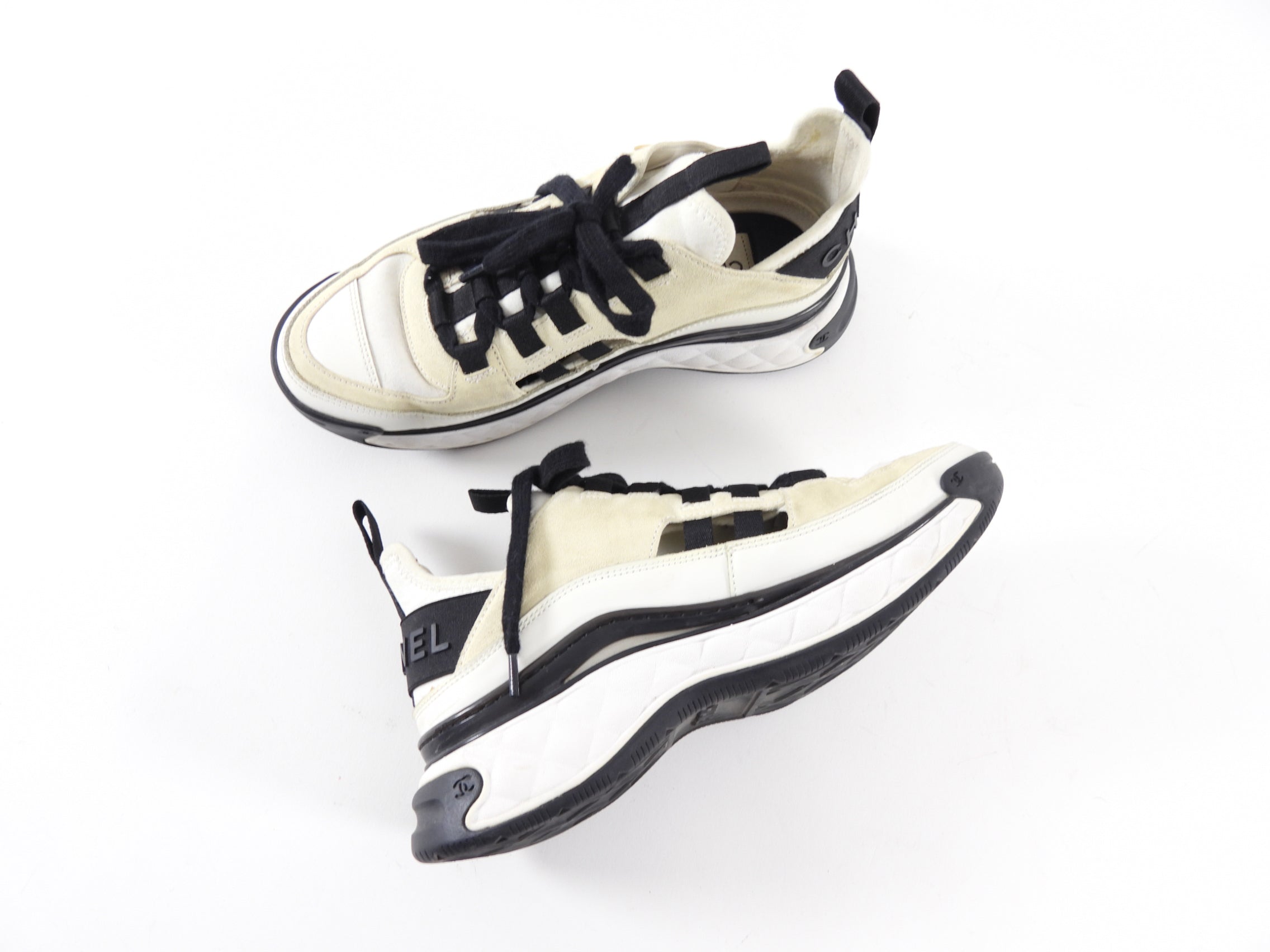 Chanel Interlocking CC Suede Logo Sneakers - 36