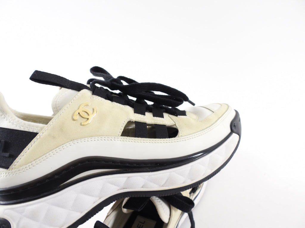 Chanel Interlocking CC Suede Logo Sneakers - 36