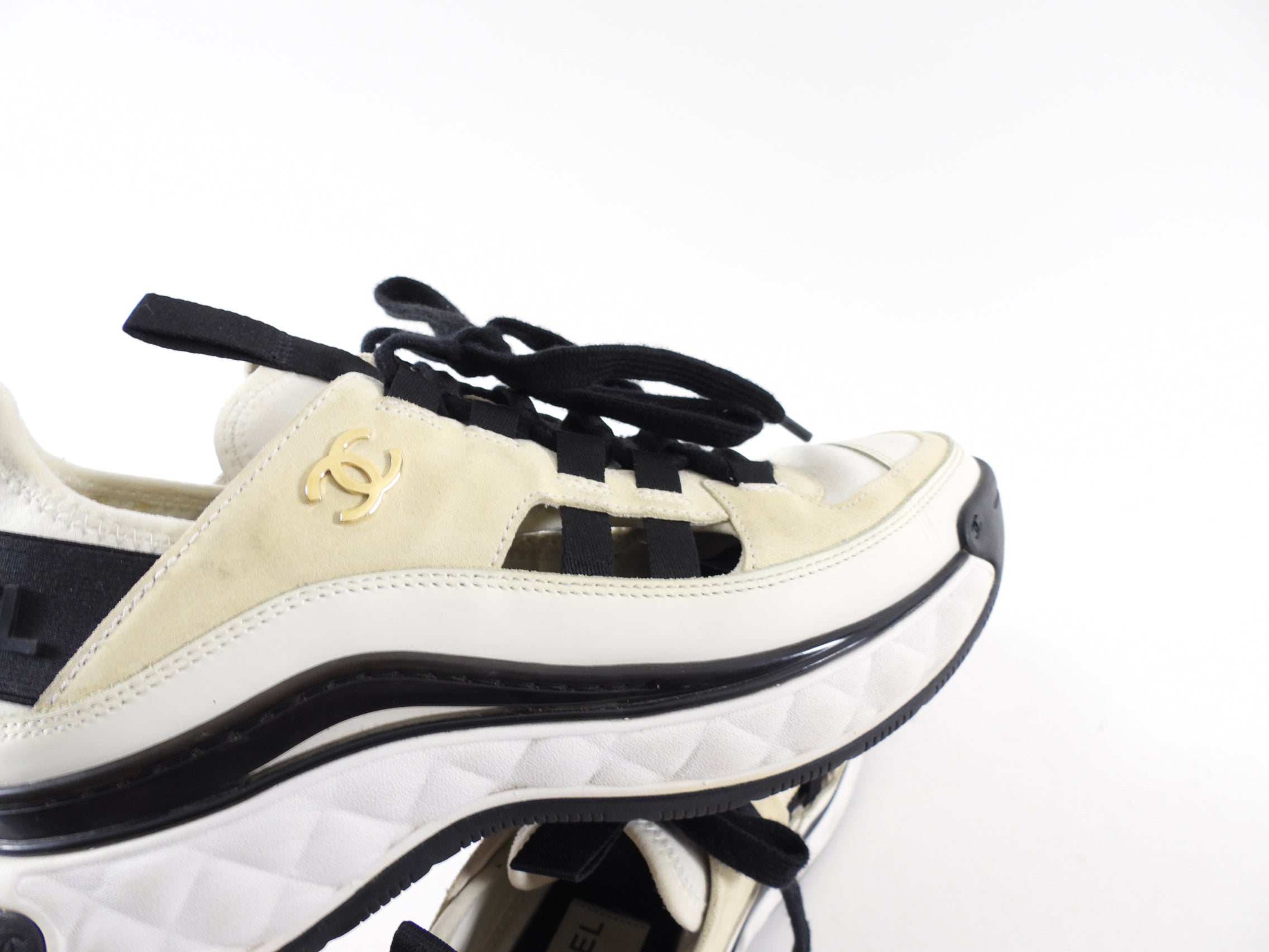 Chanel Interlocking CC Suede Logo Sneakers - 36