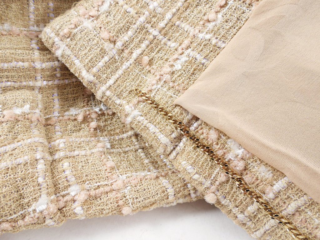 Chanel Spring 2019 Beige and Ecru Iridescent Tweed Blazer Jacket - FR42 / 10