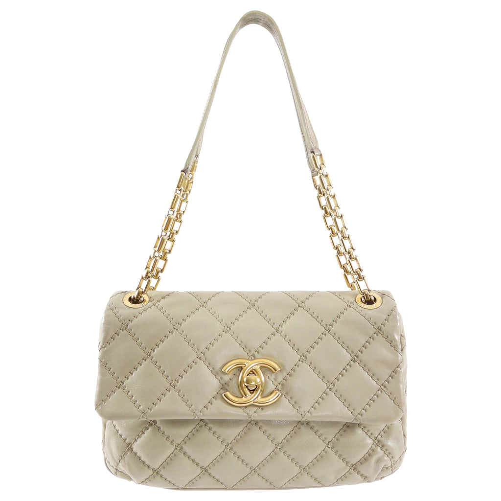 Chanel Greige Leather Ultimate Stitch Flap Bag