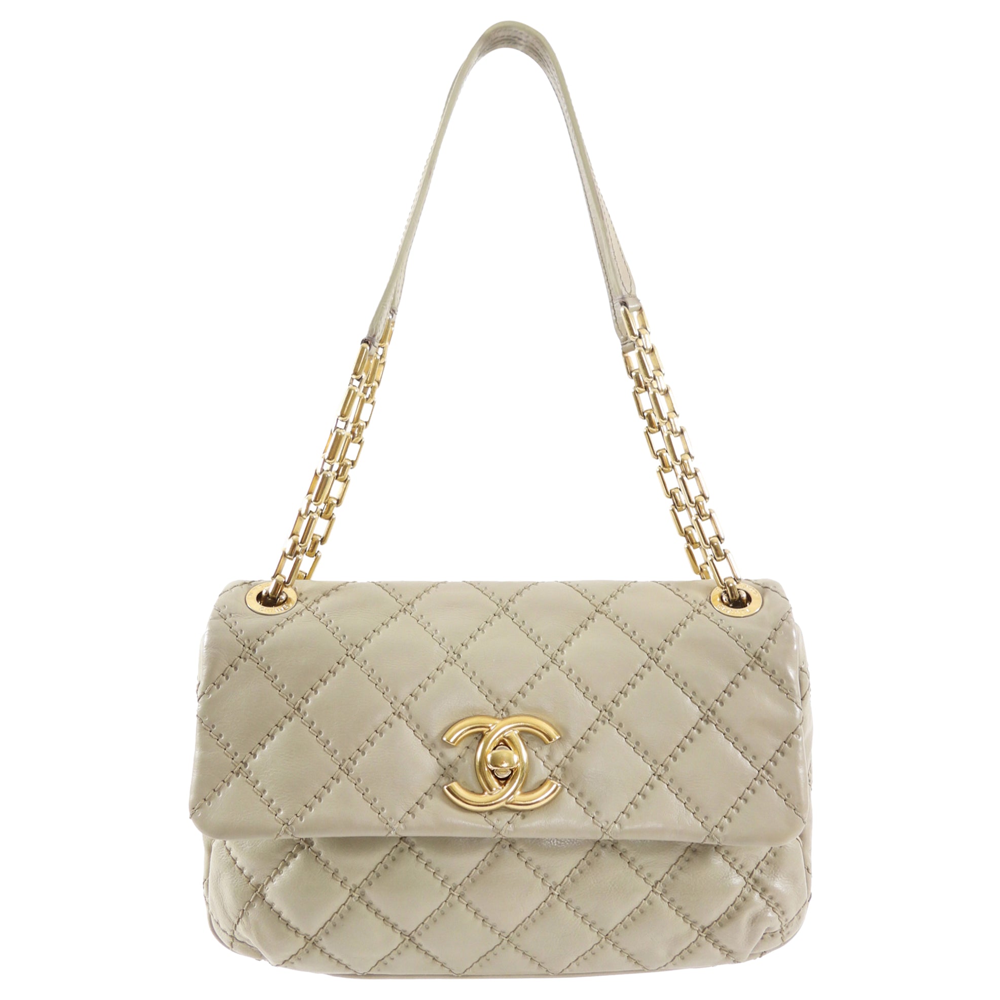 Chanel Greige Leather Ultimate Stitch Flap Bag