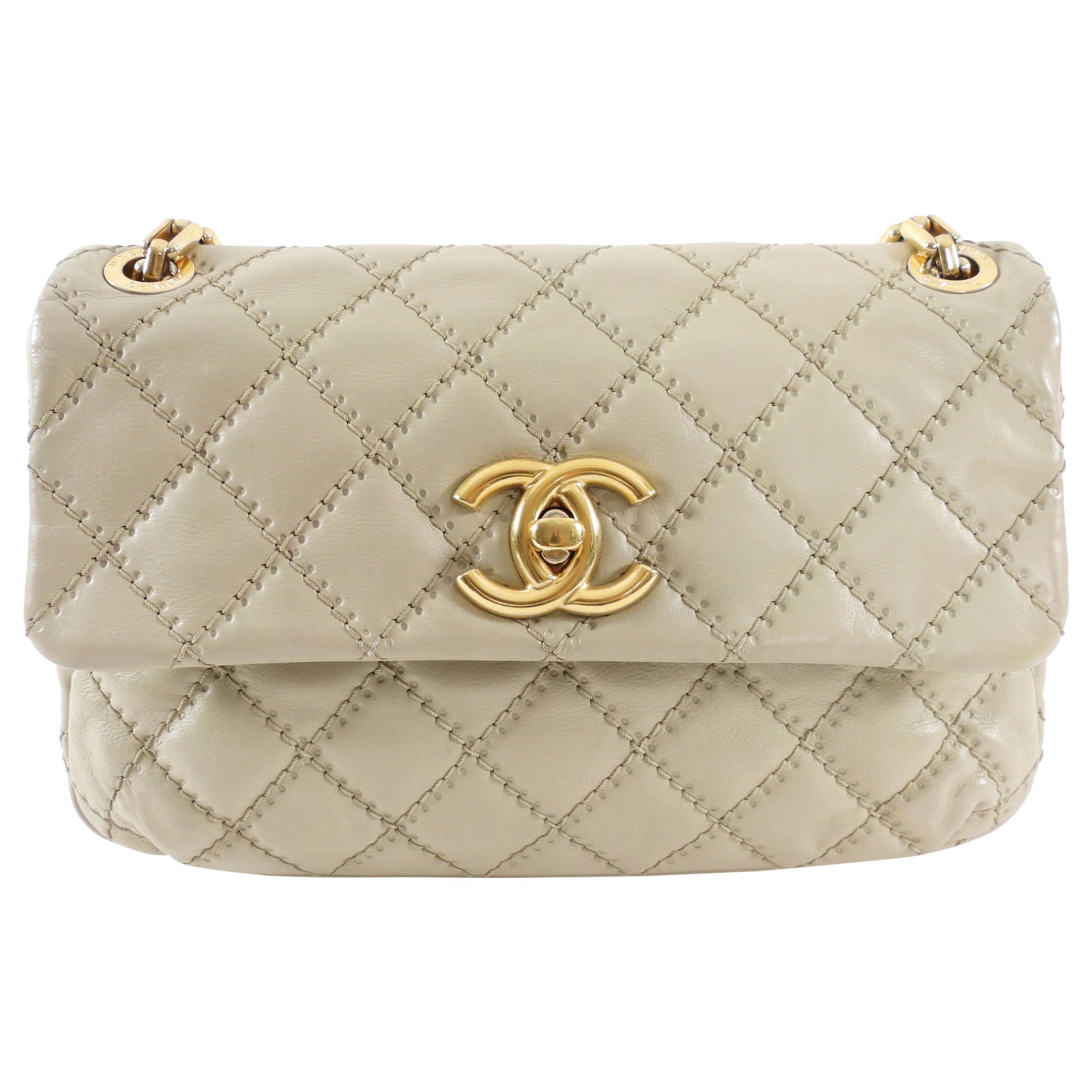 Chanel Greige Leather Ultimate Stitch Flap Bag