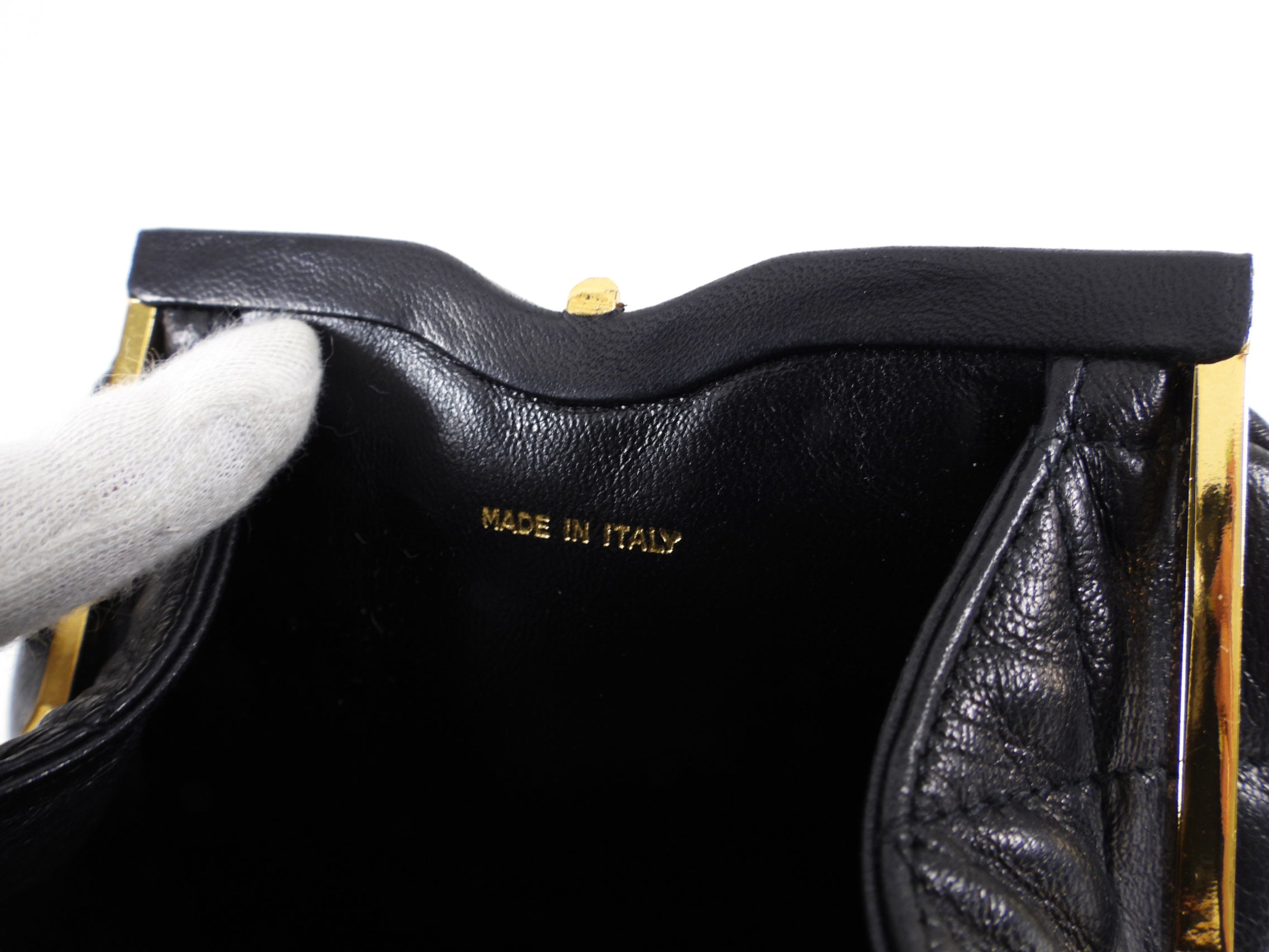 Chanel Vintage 1989 Black Lambskin Quilted Chain Belt Bag