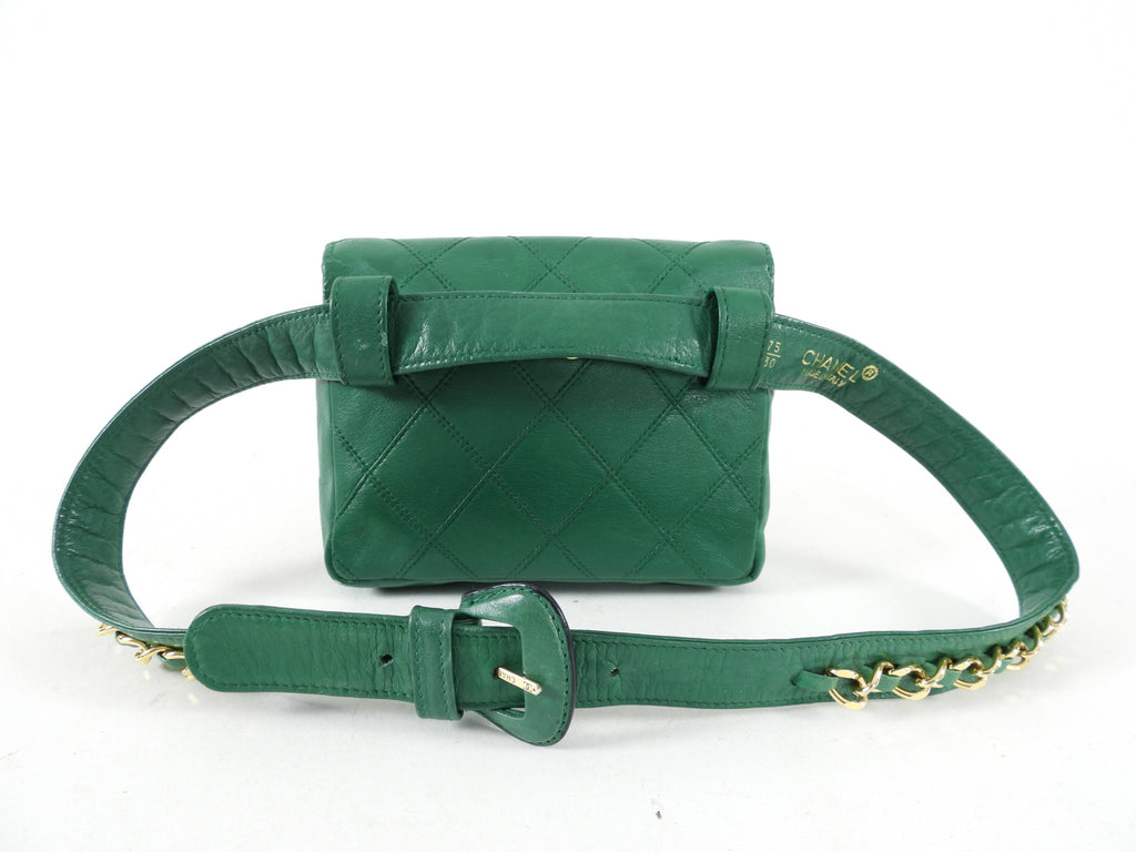 Chanel Vintage Early 1980's Green Belt Waist Bag - 28-30"