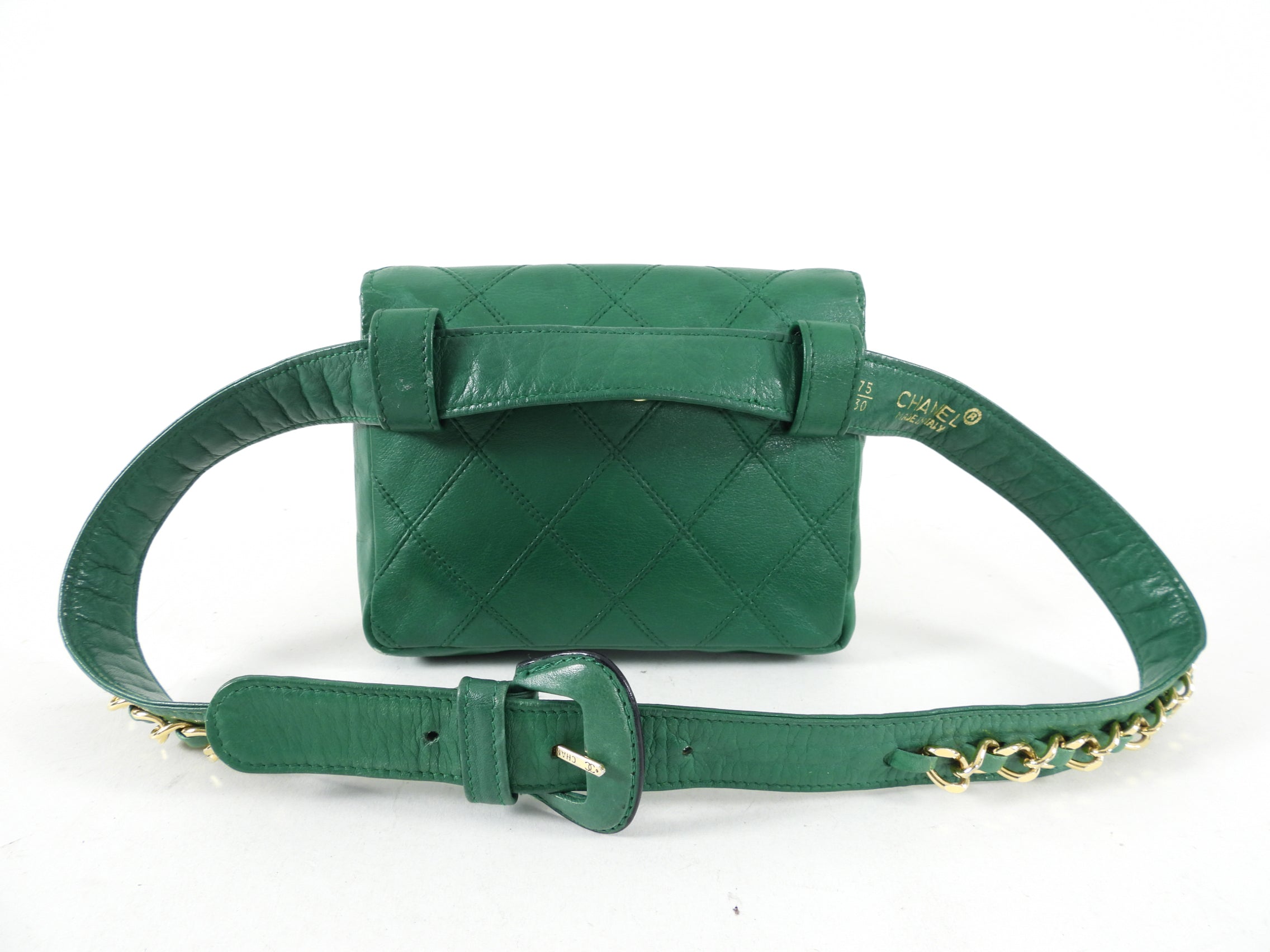 Chanel Vintage Early 1980's Green Belt Waist Bag - 28-30"