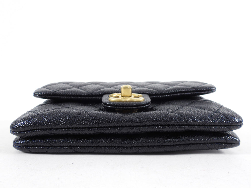 Chanel 22S Black Caviar Gold Logo Chain Belt Bag