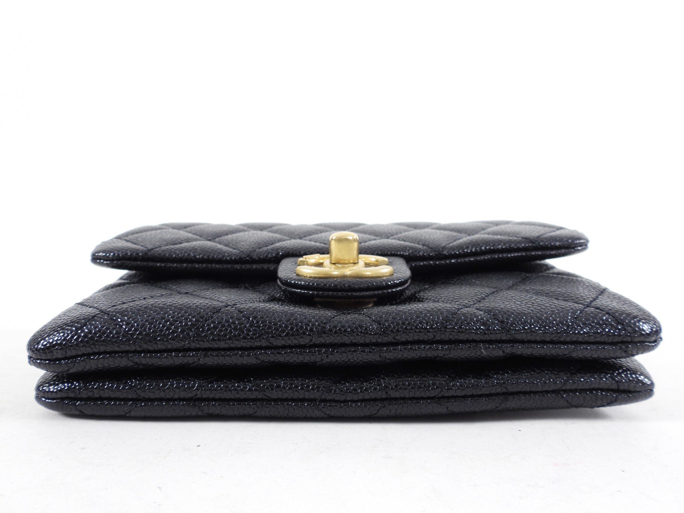 Chanel 22S Black Caviar Gold Logo Chain Belt Bag