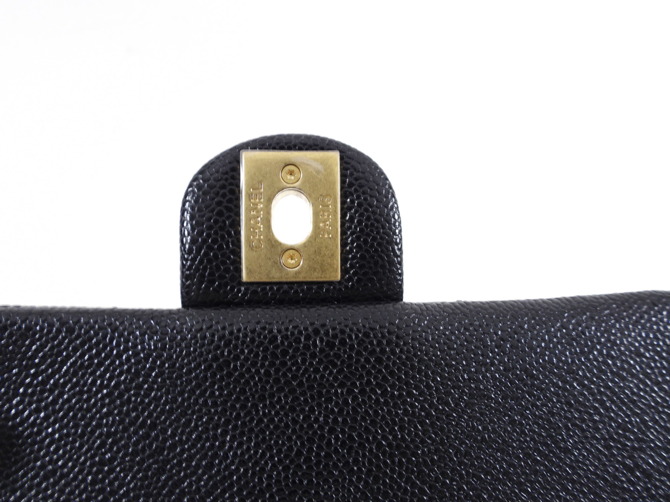 Chanel 22S Black Caviar Gold Logo Chain Belt Bag