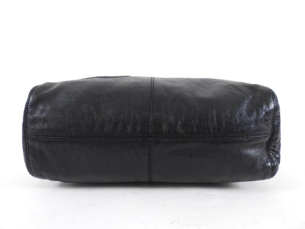 Chanel Vintage 1997 Black Leather CC Small Hobo Shoulder Bag