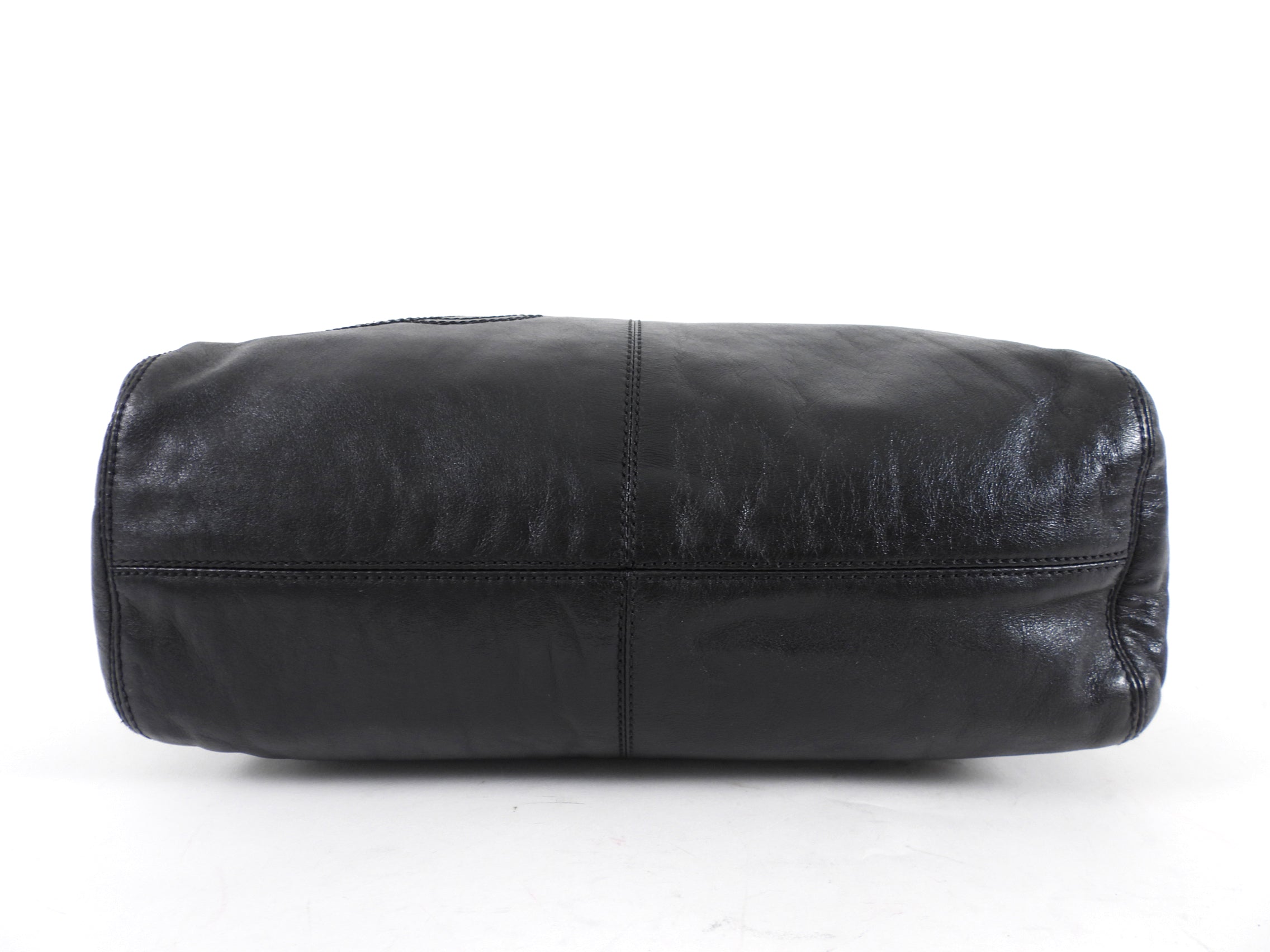 Chanel Vintage 1997 Black Leather CC Small Hobo Shoulder Bag