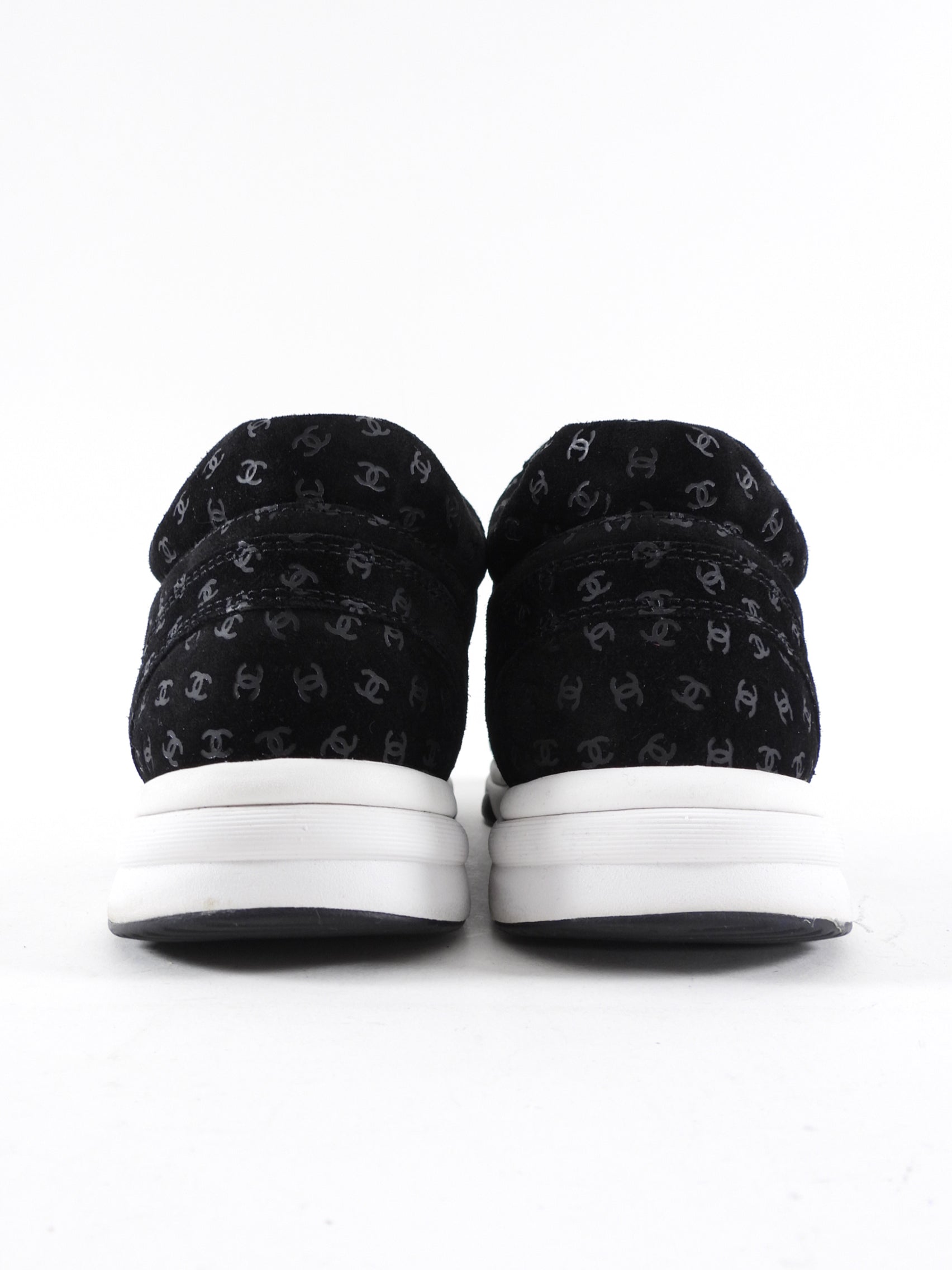 Chanel 22A Black Suede Interlocking CC All Over Logo Sneakers - 40