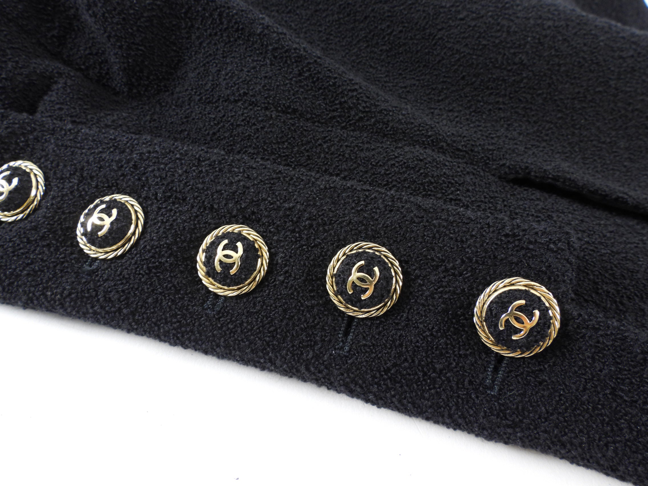 Chanel 07P Black Classic Skirt Suit with Gold CC Buttons - FR40 / 8