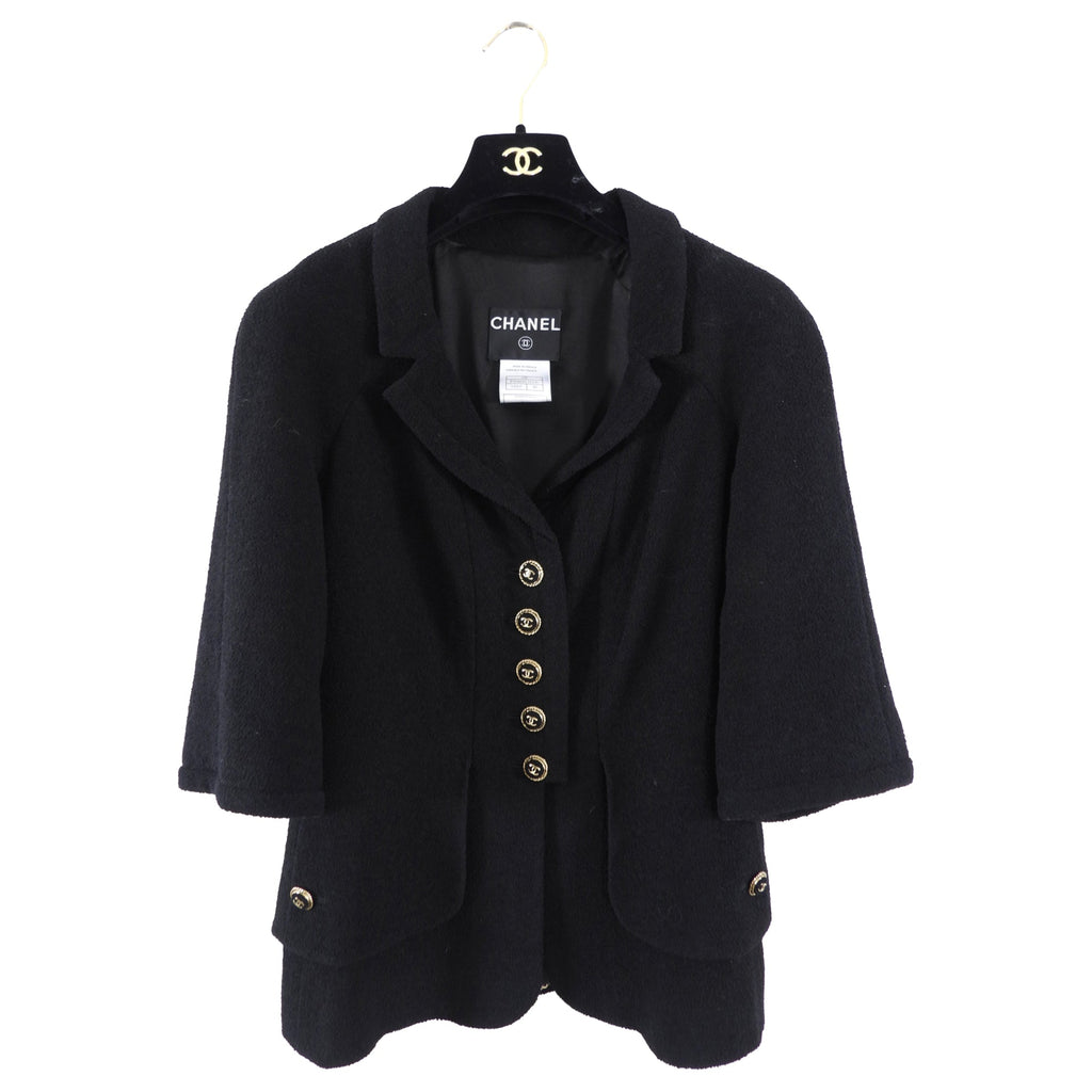Chanel 07P Black Classic Skirt Suit with Gold CC Buttons - FR40 / 8