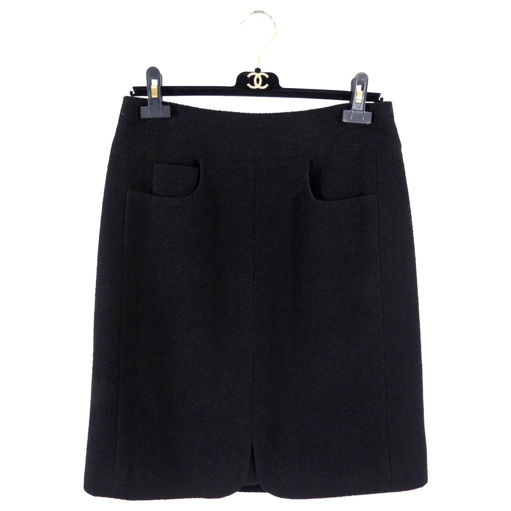 Chanel 07P Black Classic Skirt Suit with Gold CC Buttons - FR40 / 8