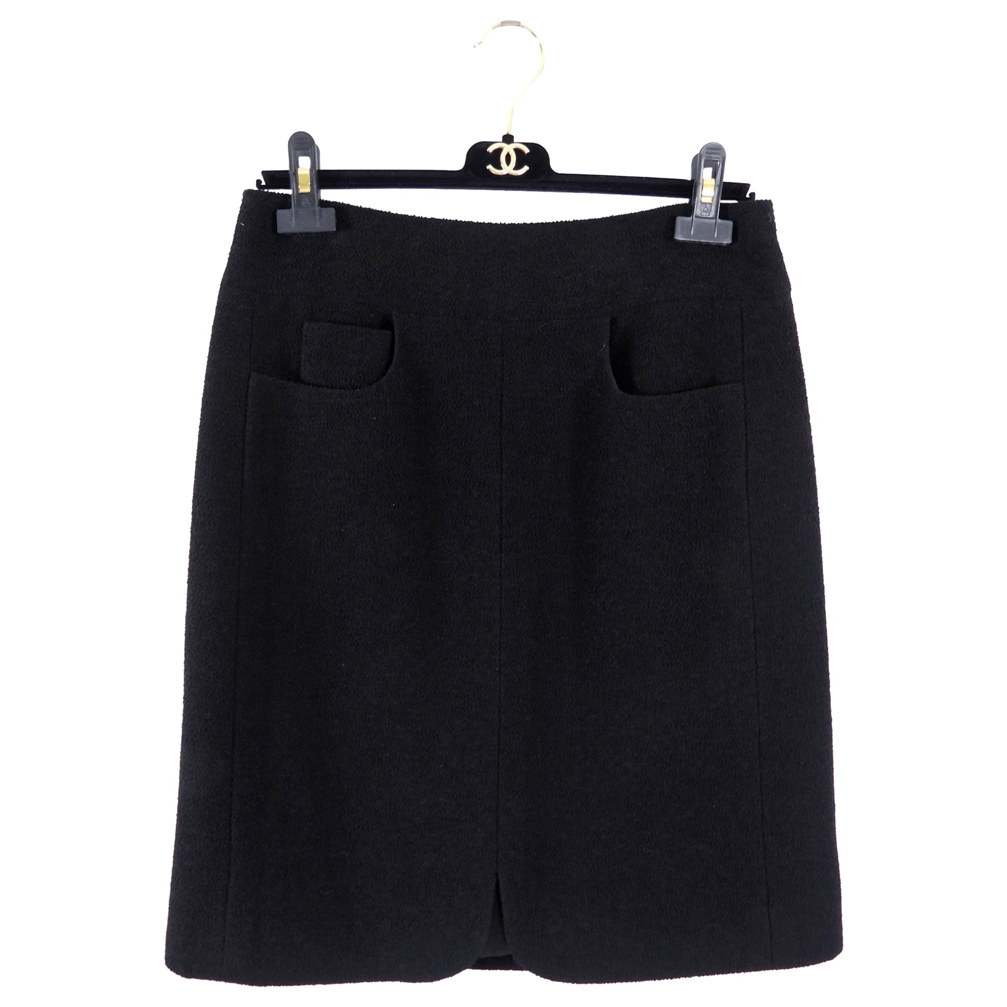 Chanel 07P Black Classic Skirt Suit with Gold CC Buttons - FR40 / 8