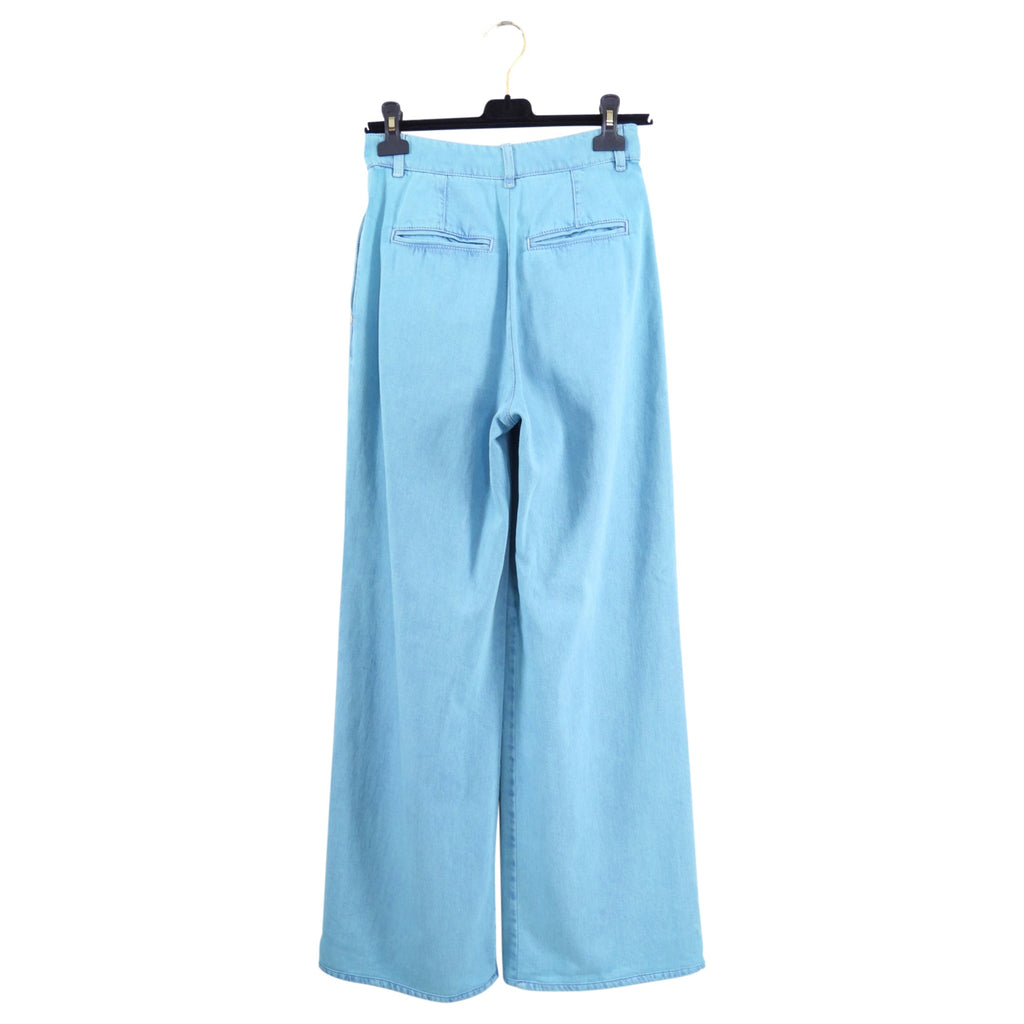 Chanel 21S Turquoise Blue Denim Wide Leg Jeans - 36