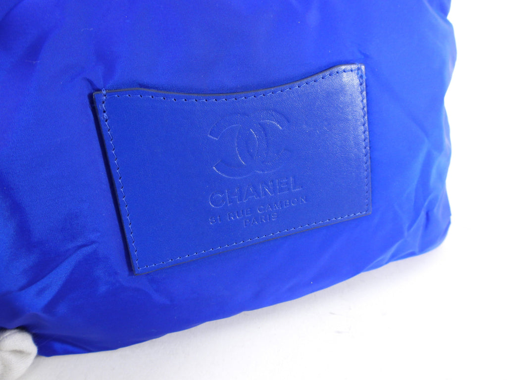 Chanel 12P Cobalt Blue Nylon Flap Bag and Pouch