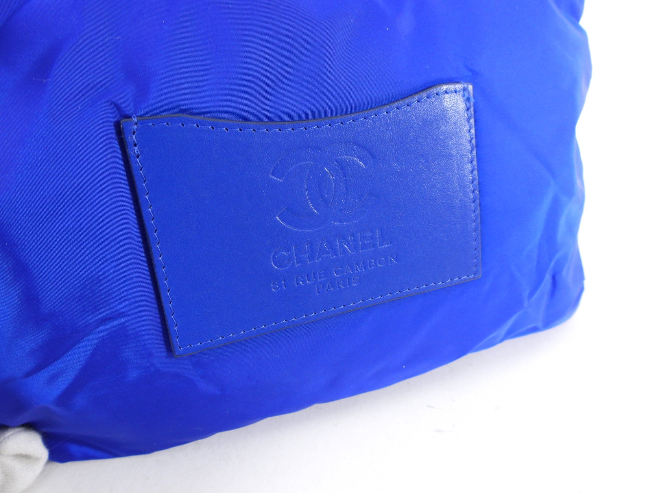 Chanel 12P Cobalt Blue Nylon Flap Bag and Pouch