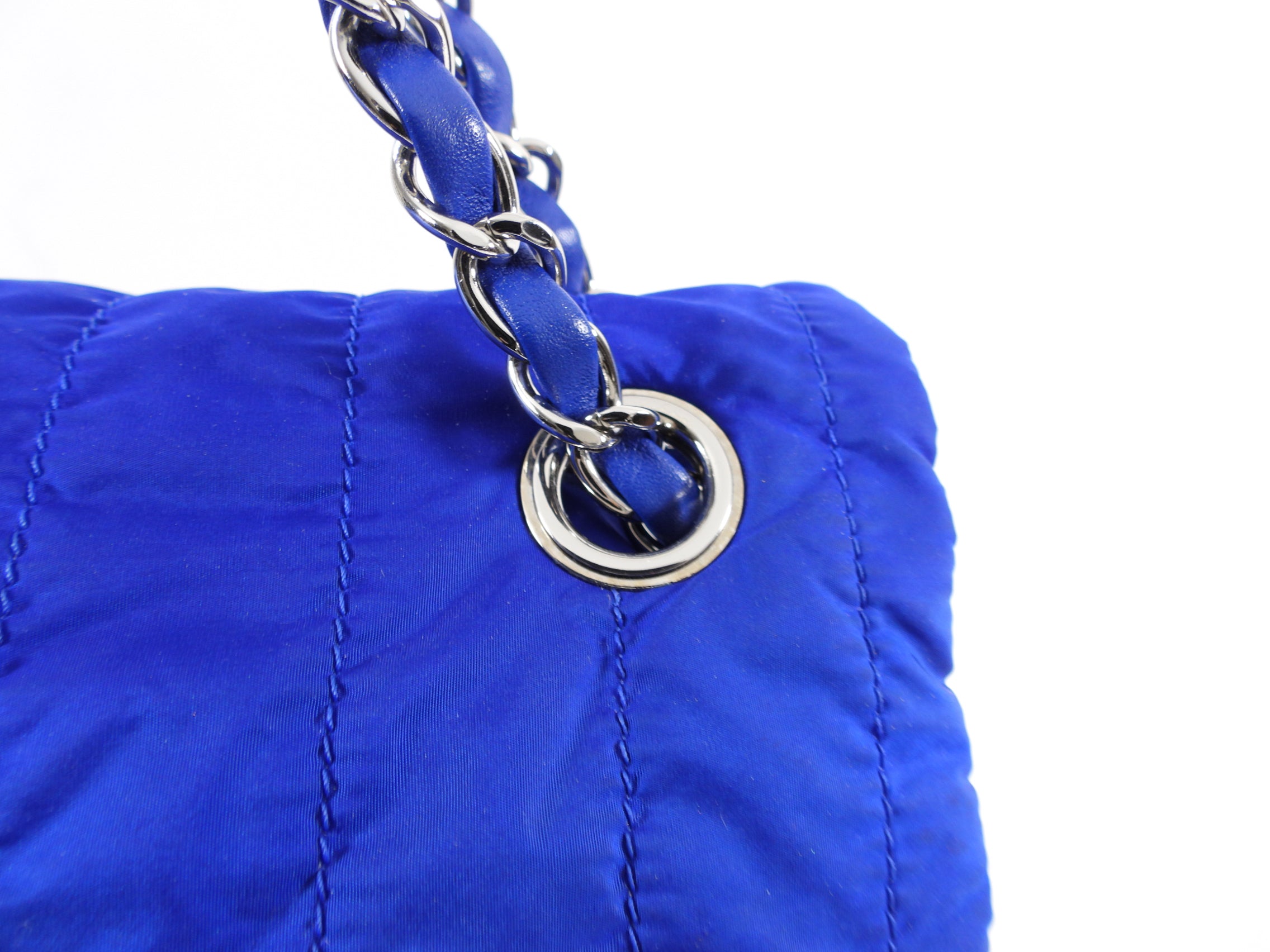 Chanel 12P Cobalt Blue Nylon Flap Bag and Pouch