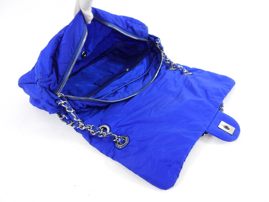 Chanel 12P Cobalt Blue Nylon Flap Bag and Pouch