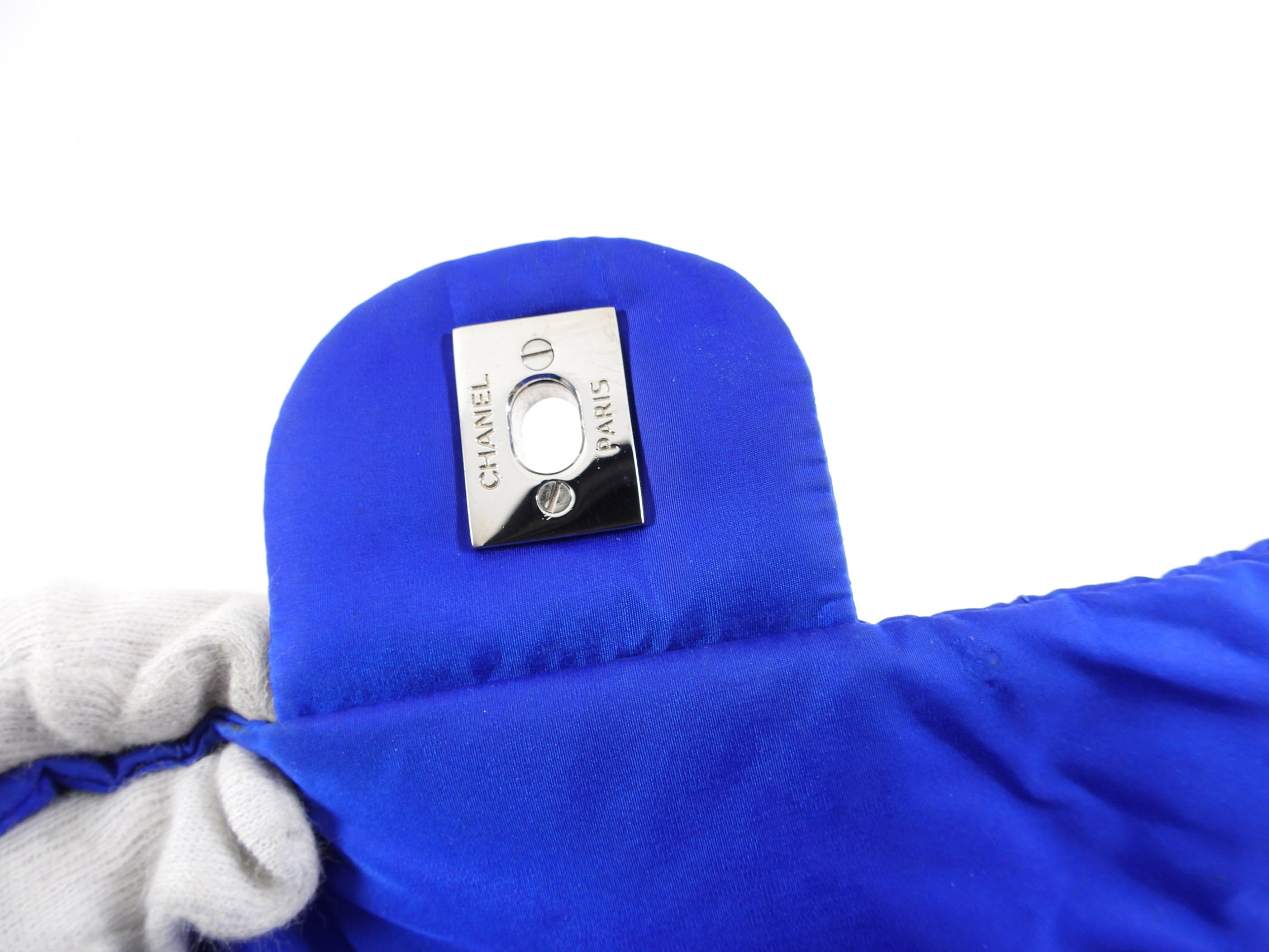 Chanel 12P Cobalt Blue Nylon Flap Bag and Pouch