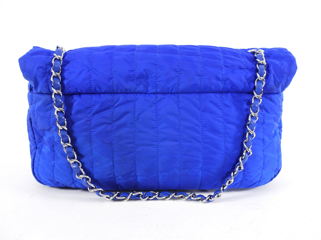 Chanel 12P Cobalt Blue Nylon Flap Bag and Pouch