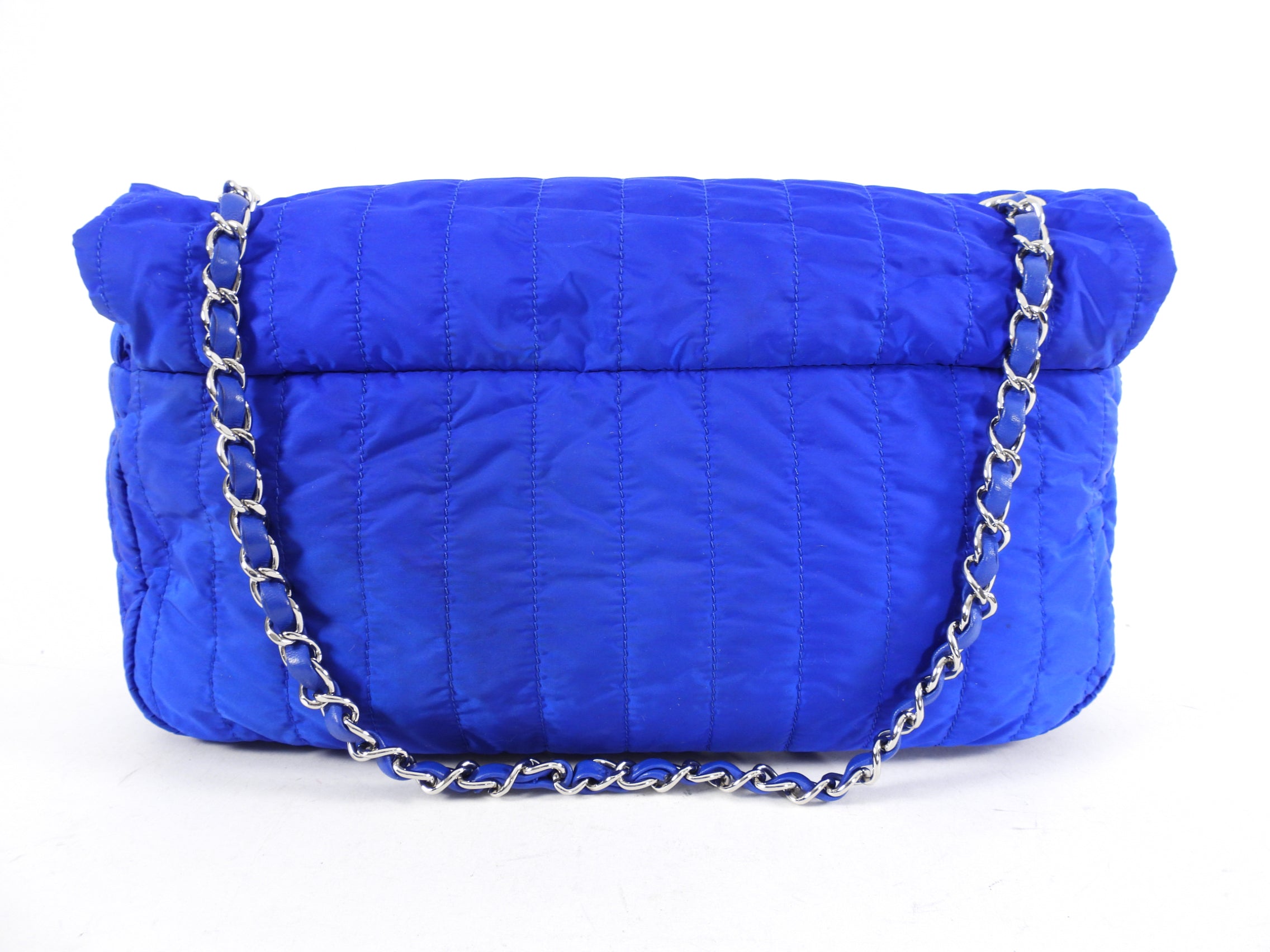 Chanel 12P Cobalt Blue Nylon Flap Bag and Pouch
