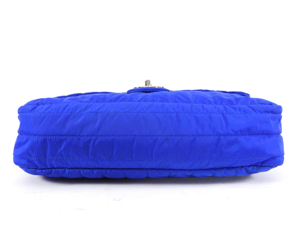 Chanel 12P Cobalt Blue Nylon Flap Bag and Pouch