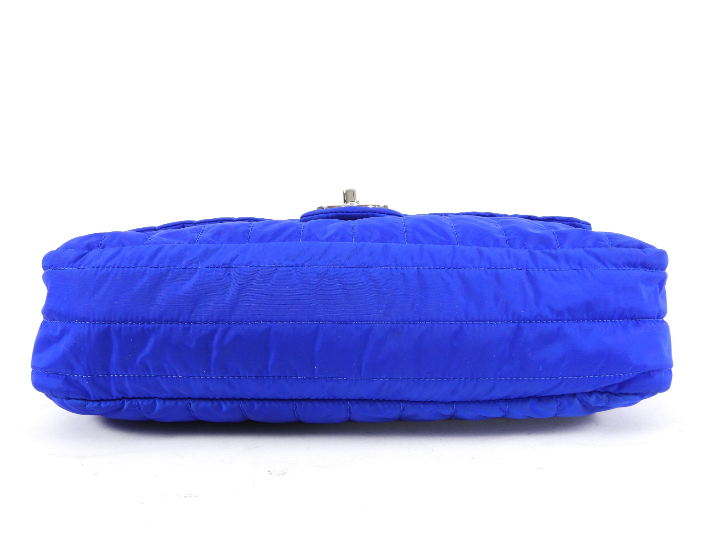 Chanel 12P Cobalt Blue Nylon Flap Bag and Pouch