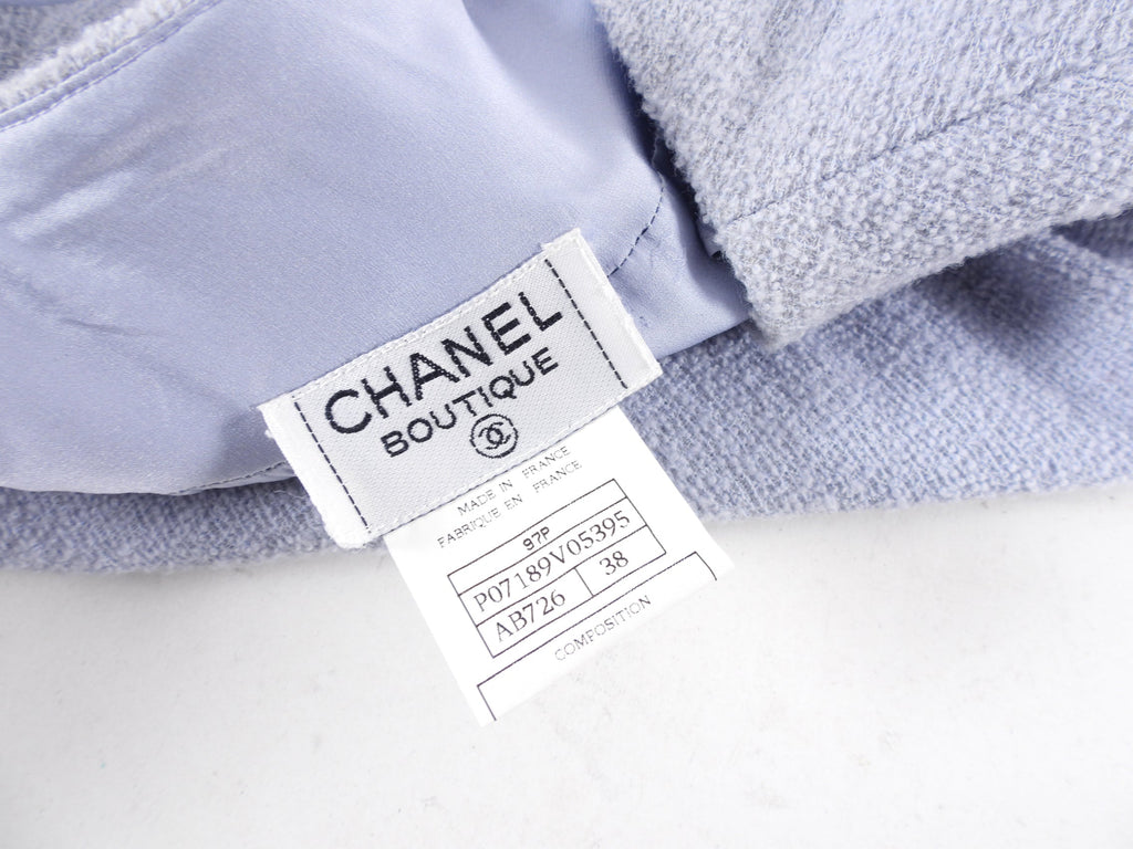 Chanel Vintage 1997 Spring Ice Blue Wool Skirt Suit - 38