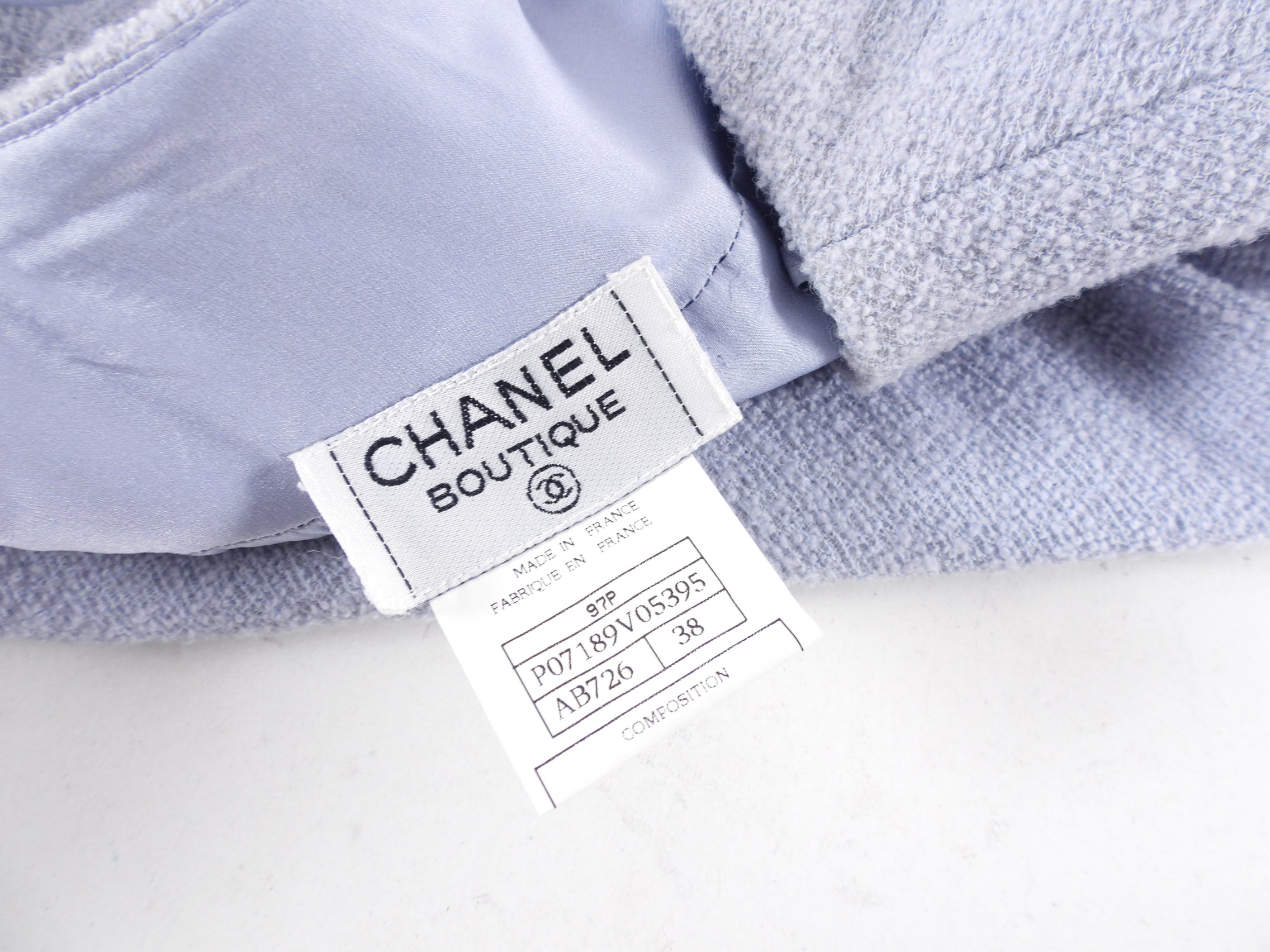 Chanel Vintage 1997 Spring Ice Blue Wool Skirt Suit - 38