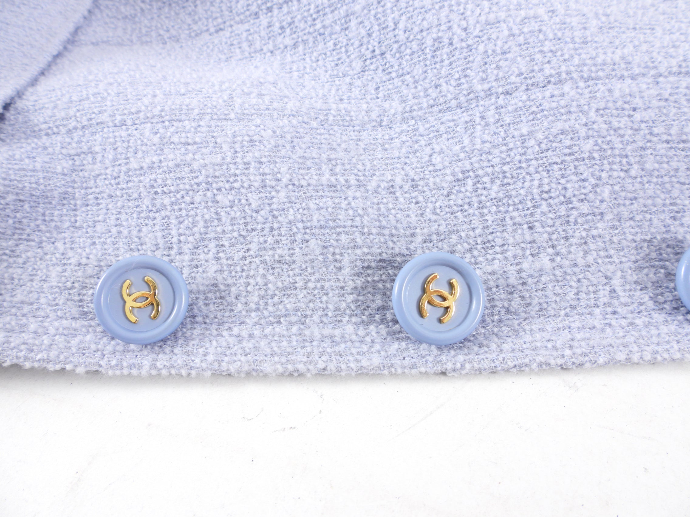 Chanel Vintage 1997 Spring Ice Blue Wool Skirt Suit - 38