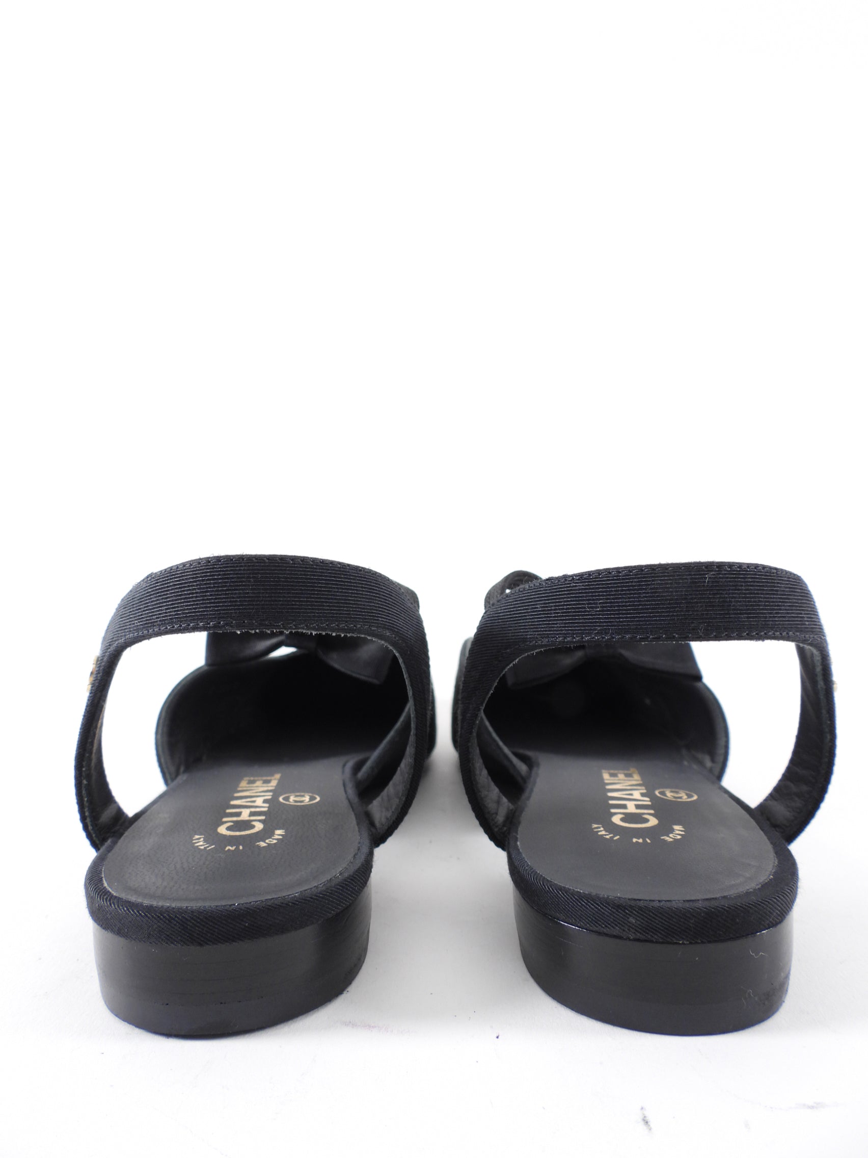 Chanel Fabric and Satin Cap  Toe Bow Flats - 40