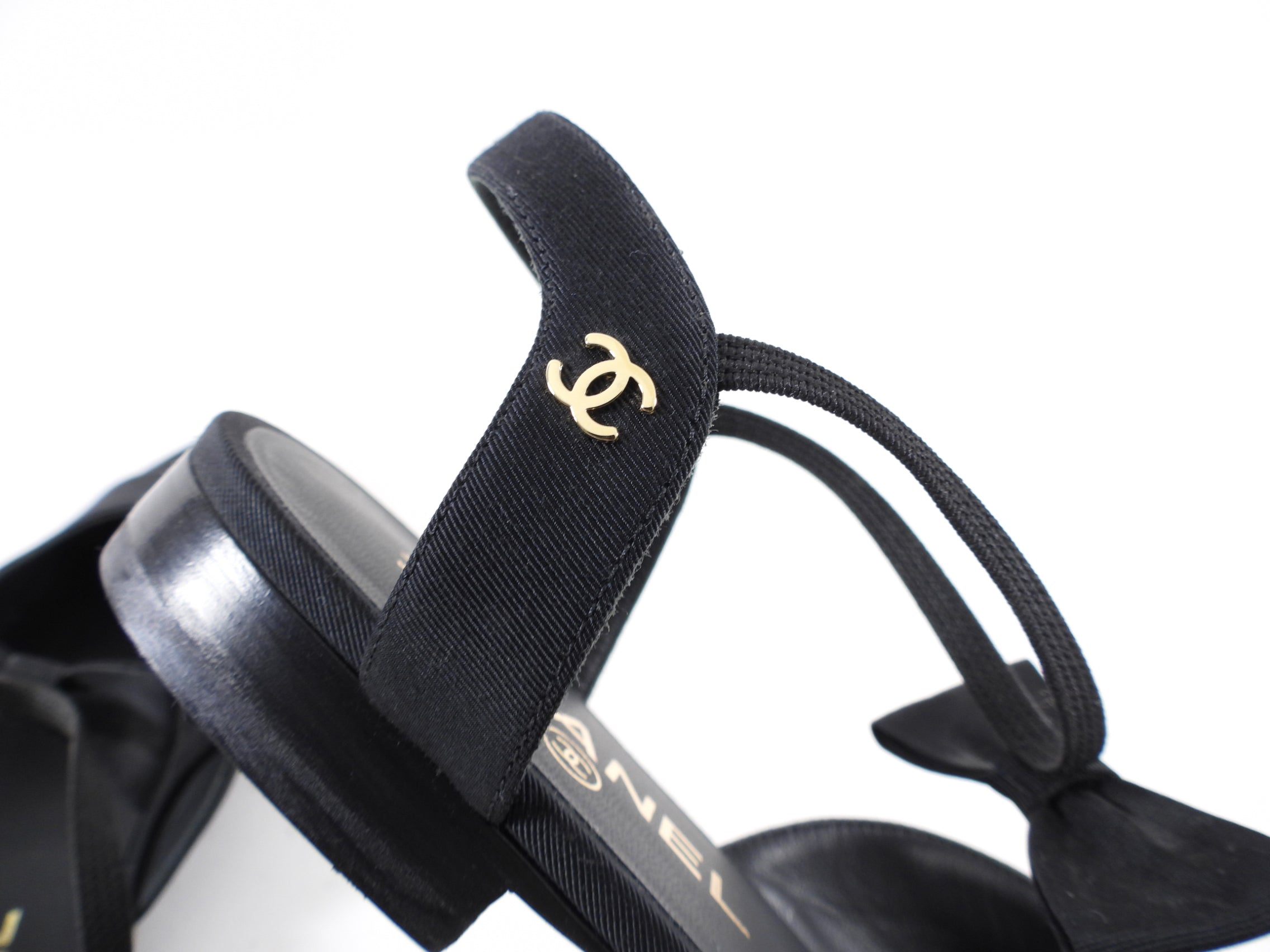 Chanel Fabric and Satin Cap  Toe Bow Flats - 40